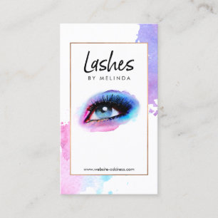 Chic Creative Watercolor Eyelash Extension Salon Business Card