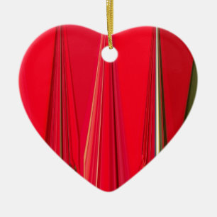 Chic Crimson Petal Symphony: Red Abstract Design O Ceramic Ornament