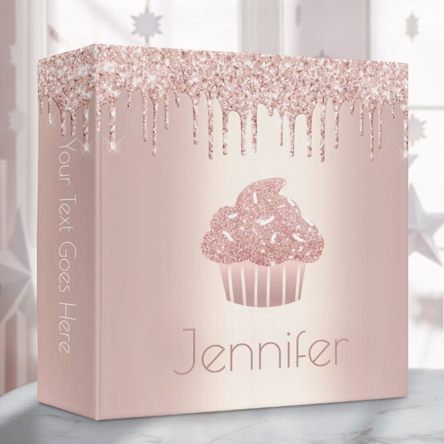 Chic cupcake rose gold glitter drips modern glam binder (Creator Uploaded)