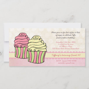 Chic Cupcakes Sweet 16 Birthday Party Invite