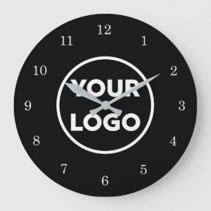Chic Custom Business Logo on Black Background Large Clock