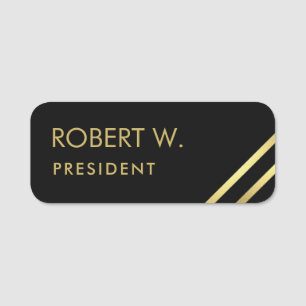 Chic Custom Company Professional Black Gold   Name Tag