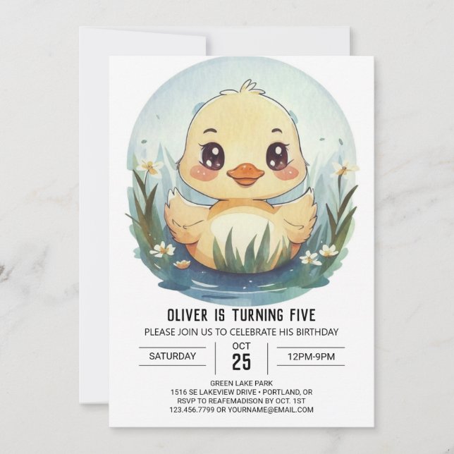 Chic Custom Duck Birthday Invitation (Front)