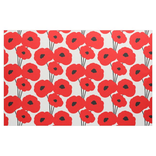 CHIC CUSTOM FABRIC_MOD 01 RED & BLACK POPPIES FABRIC (Yard)