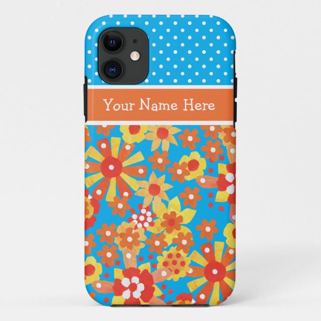 Chic Custom iPhone 5 Case: Ditsy Orange Floral Case-Mate iPhone Case (Back)