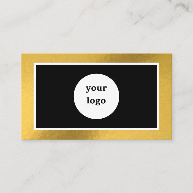 Chic custom logo gold frame modern business card (Front)