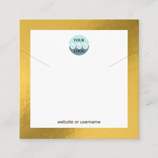 Chic custom logo gold frame necklace display card (Front)