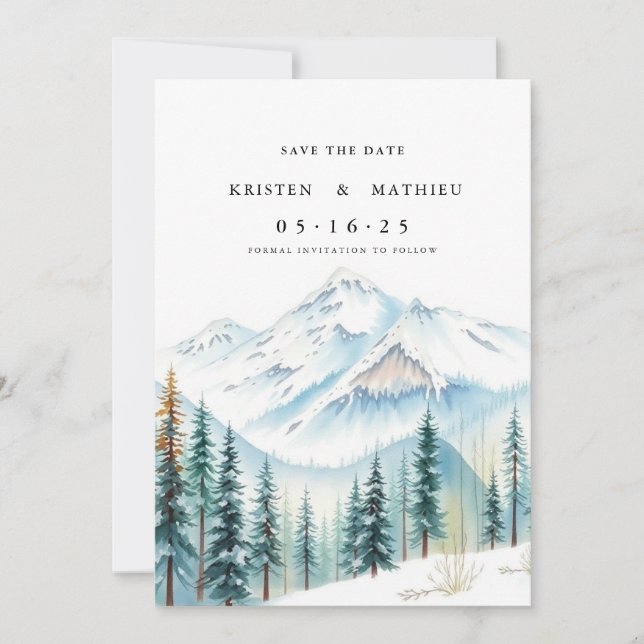 Chic Custom Mountain  Save The Date (Front)