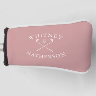 Chic Custom Name Dusty Rose And White Golf Clubs Golf Head Cover