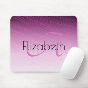 Chic Custom Name Monogram Purple Ombre Streaks Mouse Pad