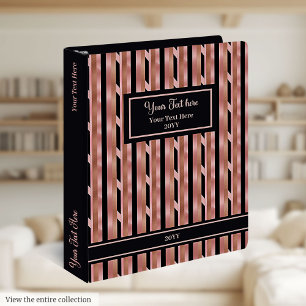 Chic Custom Name Ring Binder Rose Gold and Black