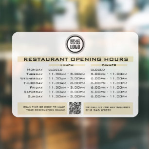Chic Custom Opening Lunch Dinner Hours Restaurant Window Cling