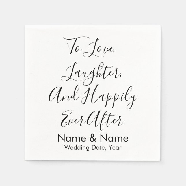 Chic Custom Personalized Script Wedding Reception Napkin (Front)