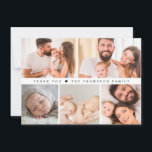 Chic Custom Photo Collage Grid Baby Shower Thank You Card<br><div class="desc">Express your gratitude with our "Baby Shower Photo Collage Simple Heart Thank You Card". This charming card features a sweet, simple design and a customizable photo collage, perfect for showcasing memories from your special day. Personalize the message on the back to add a heartfelt touch, making these thank you cards...</div>