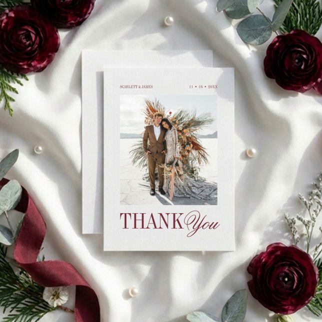 Chic Custom Photo Message Wedding Thank You Card (Creator Uploaded)