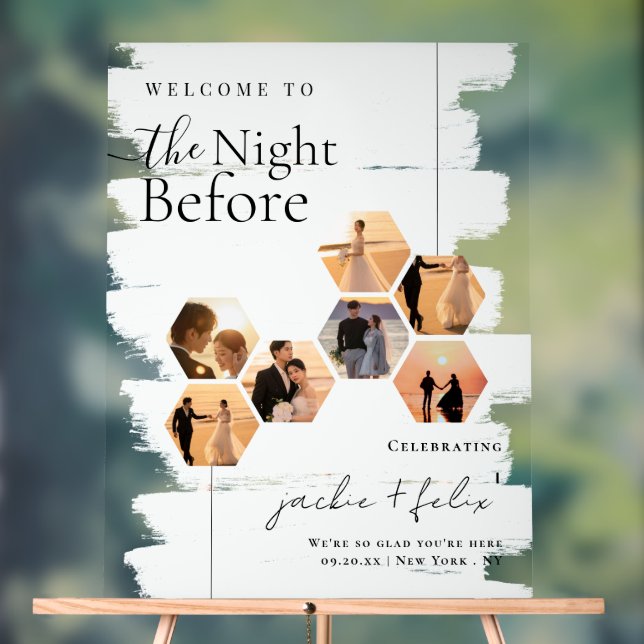 Chic Custom Photo Modern Rehearsal Dinner Welcome Acrylic Sign (Neutral)