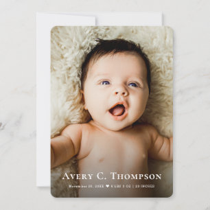 Chic Custom Photo Thank you Heart Modern Birth Announcement