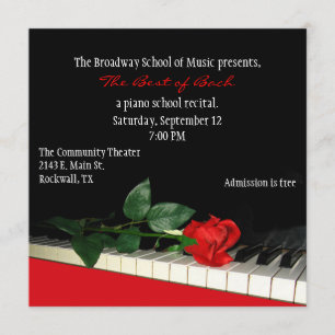 Chic Custom Piano Recital Invitation