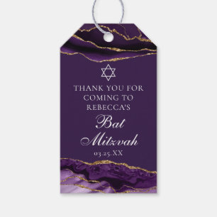 Chic Custom Purple Gold Bat Mitzvah Party Gift Tags