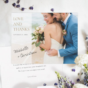 Chic Custom Wedding Thank You Card with Photo