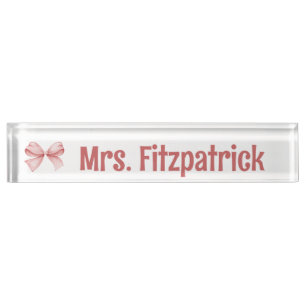 Chic Custom with pink coquette Bow Detail Nameplate