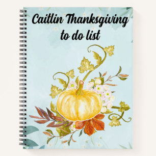 Chic customizable thanksgiving to do list notebook