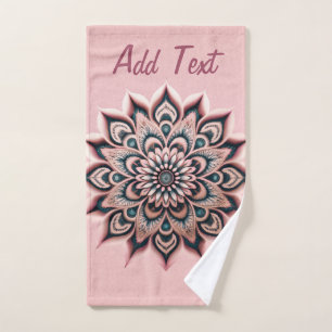Chic Customized Rose Gold Glitter Mandala Yoga Hand Towel