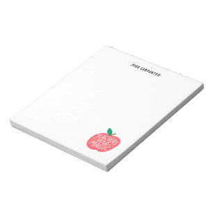 Chic Cute Apple Saying Personalized Teacher Notepad