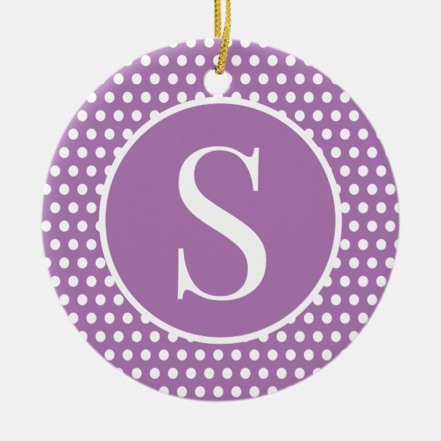 Chic Cute initial letter Polka Dot  Ceramic Ornament (Front)