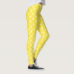 Chic Cute Yellow White Polka Dots Pattern Fashion Leggings<br><div class="desc">Custom, retro, cool, cute, chic, stylish, trendy, breathable, hand sewn, white polka dots on yellow pattern womens full length fashion travel workout sports yoga gym running leggings pants, that stretches to fit your body, hugs in all the right places, bounces back after washing, and doesn't lose their shape on repeated...</div>