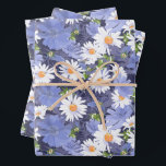Chic Daisies Periwinkles Floral Wrapping Paper Sheet<br><div class="desc">Chic white daisies, periwinkles and leaves, this wrapping paper is perfect for any gift-giving occasion - perfect for weddings, bridal showers, birthdays, and baby showers.</div>
