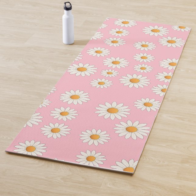 Chic Daisy Flower Pattern – Cute Floral Designe -  Yoga Mat (In Situ)