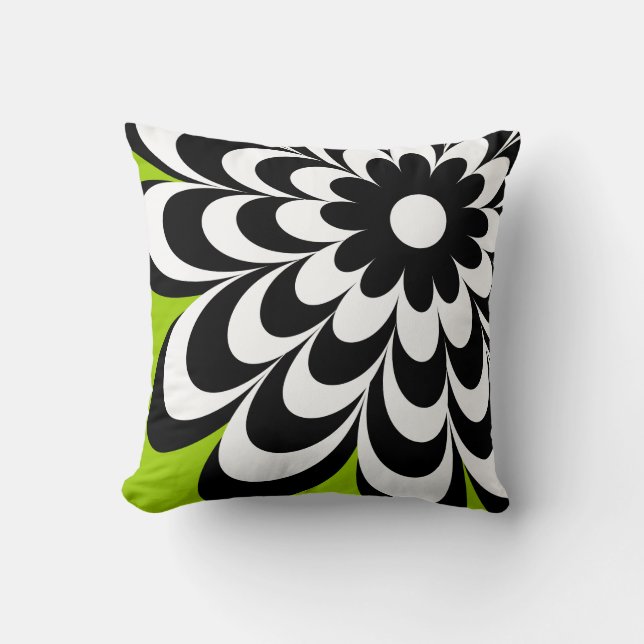 Chic Daisy Personalized Throw Pillow - Lime Green (Front)
