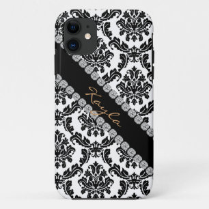 CHIC DAMASK BLING I phone 5 COVER BLACK & WHITE
