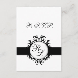 Chic Damask Monogram RSVP Card Wedding
