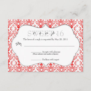 Chic Damask RSVP [Red] Card