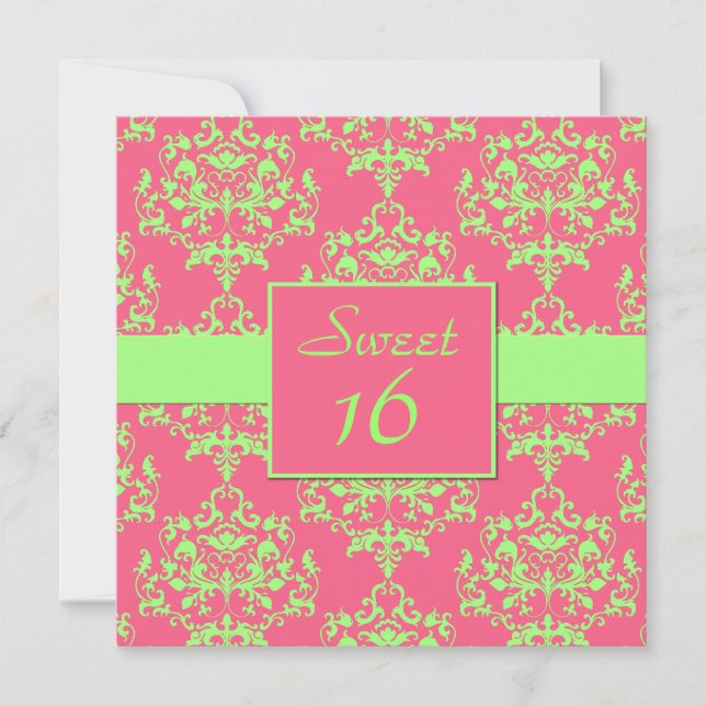 Chic Damask Sweet 16 Birthday Invitation (Front)