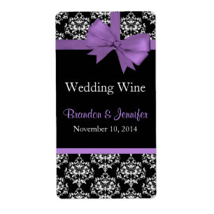 Chic Damask Wedding Mini Wine Labels