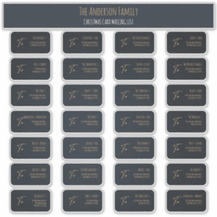 Chic Dark Blue Christmas Card Mailing Label Sheet