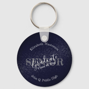 Chic Dark Blue Graduation Graduate Senior Class Keychain