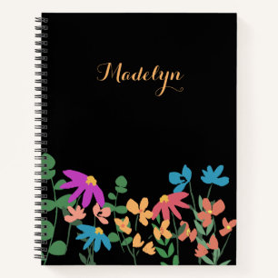 Chic Dark Colourful floral pattern personalized Notebook