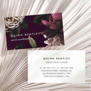Chic Dark Floral on Plum Business Card