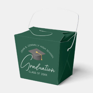 Chic Dark Green Custom Graduation Party Fortune Favor Box