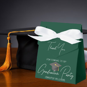 Chic Dark Green Graduation Party Thank You Favor Box
