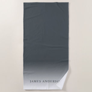 Chic Dark Grey Name Monogram Beach Towel