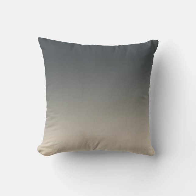 Chic Dark Grey Off-White Ombre Effect Throw Pillow (Front)