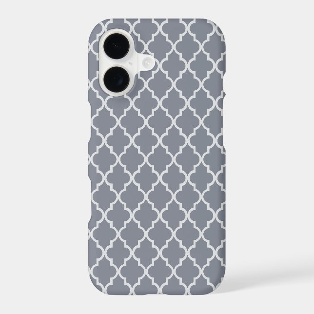 Chic Dark Grey & White Moroccan Quatrefoil Pattern (Back)
