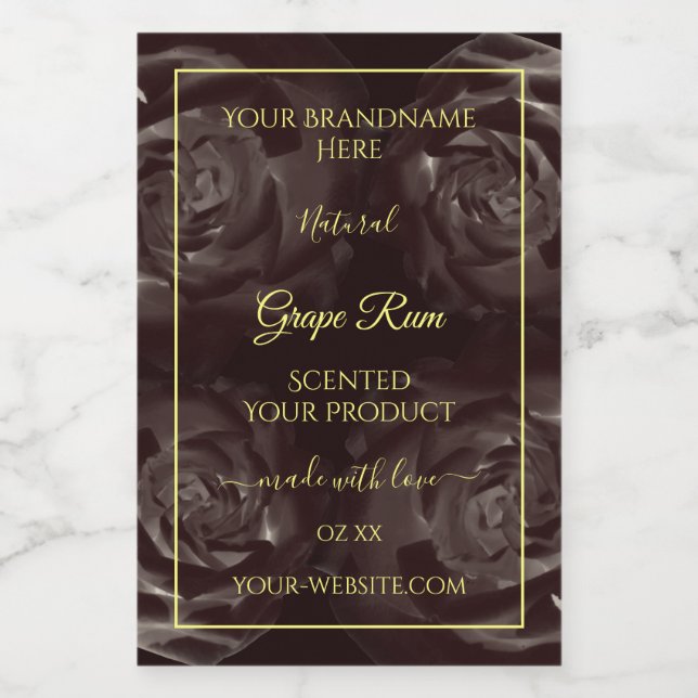 Chic Dark Red Brown Blooming Roses Product Labels (Single Label)