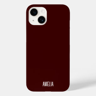 Chic Dark Red &White script Personalized Name Case-Mate iPhone 14 Case