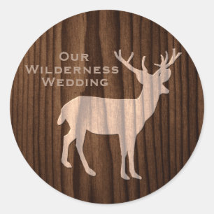 Chic Dark Wood Deer Wild Life Wedding Sticker